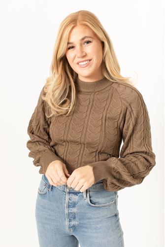 Open Back Tie Sweater BROWN