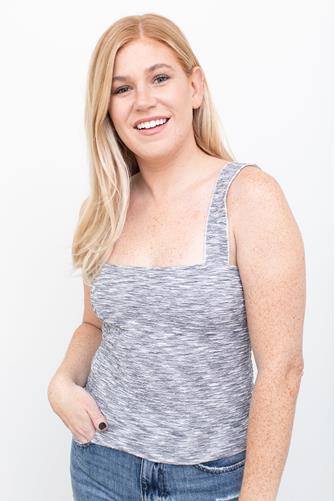 Space Dye Square Neck Tank Top GREY