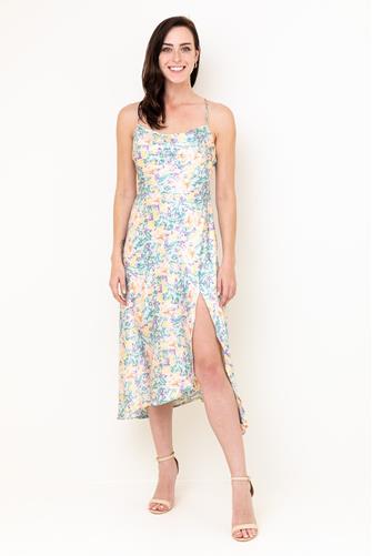 Gaia Floral Midi Dress YELLOW TEAL MULTI