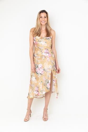 Gaia Floral Midi Dress MUSTARD FLORAL