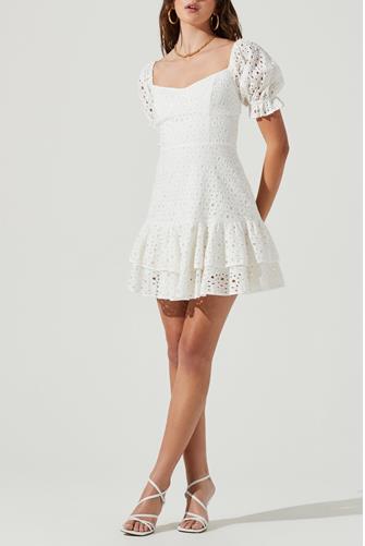 Roseville Puff Sleeve Mini Dress WHITE