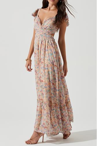 Primrose Floral Strappy Back Maxi Dress PEACH MULTI FLORAL