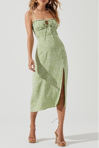 Green Ditsy Verana Midi Slip Dress GREEN DITSY