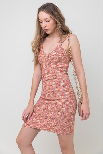 Jacquard Rib Sweater Dress RED MULTI