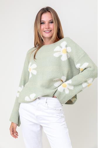 Flower Power Plush Sweater PISTACHIO