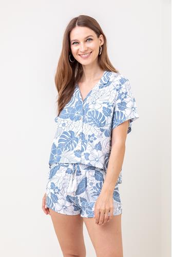 Tie Button Up Top BLUE MULTI