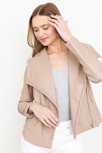 Chic Street Vegan Leather Jacket TAN