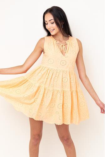 Mock Orange Papaya Eyelet Mini Dress MOCK ORANGE