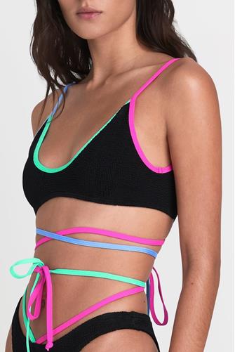 Vale Multi Tie Crop Bikini Top BLACK/MULTI