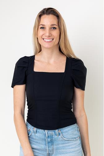 Short Sleeve Corset Top BLACK