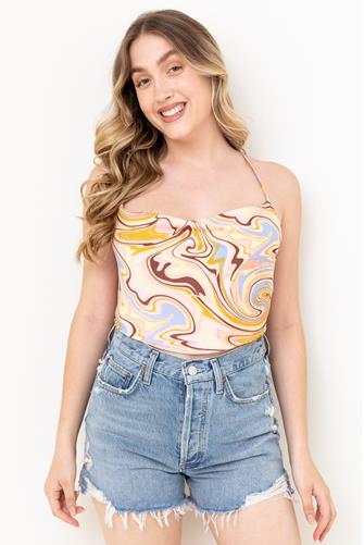 Geo Swirl Print Tank Top PINK