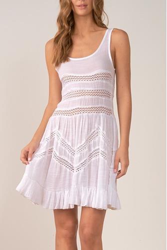 White Crochet Coverup Dress WHITE