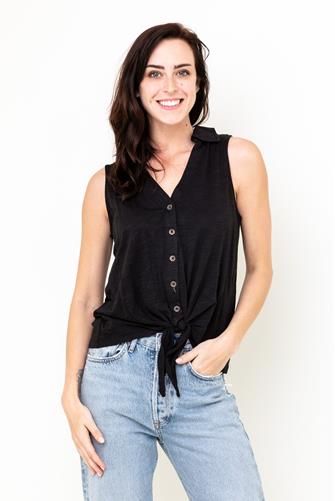 Amuse Tie Front Top BLACK