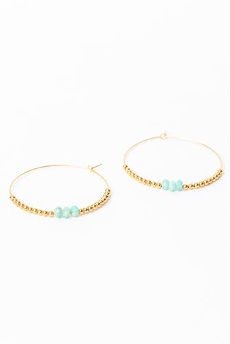 Amazonite Hoop Earrings GOLD