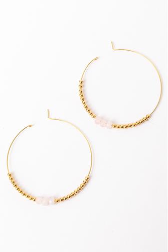 Rose Quartz Hoop Earring GOLD