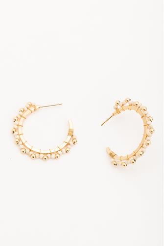 Natural & Gold Beaded Hoop Earrings NATURAL