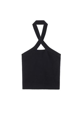 Halter Cut Out Tank Top BLACK