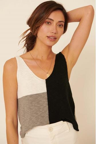 Colorblock Tank Top BLACK CREAM