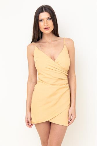 Wrap Front Mini Dress HONEY
