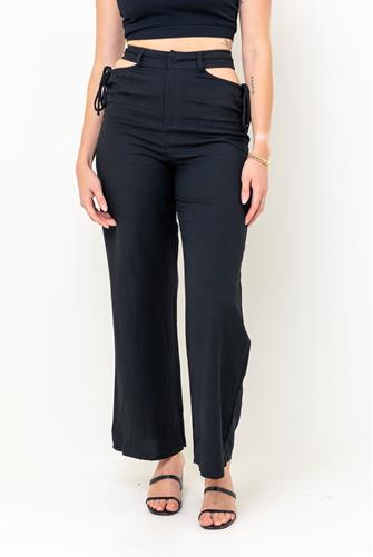 Cut Out Waist Side Tie Pant 
