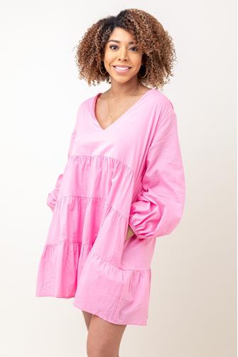 Agatha Tiered Mini Dress BUBBLEGUM