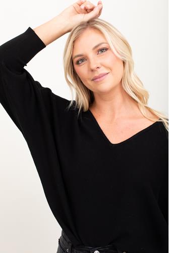 Dolman V-Neck Sweater BLACK