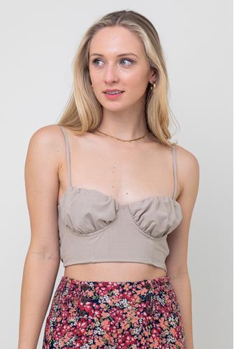 Ruched Bustier Top LINEN