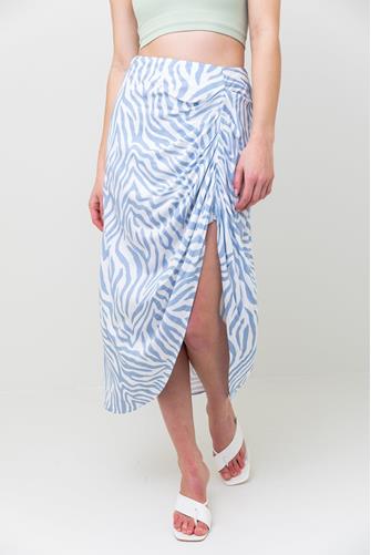 Asymmetrical Print Wrap Maxi Skirt BLUE