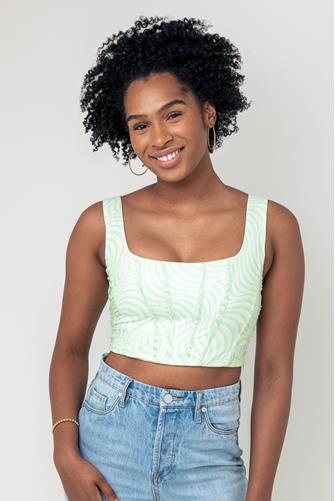 Mesh Print Corset Top LIME