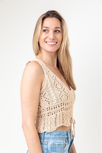Crochet Cinched Tank Top NATURAL