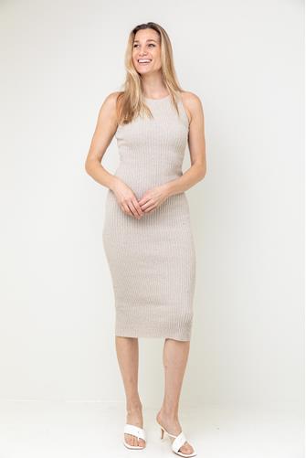 Stretch Rib Maxi Dress OATMEAL