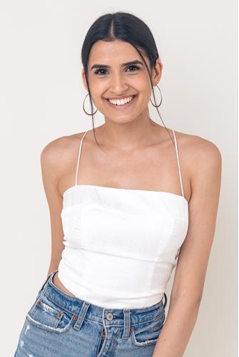 Embossed Satin Tie Back Tank Top WHITE