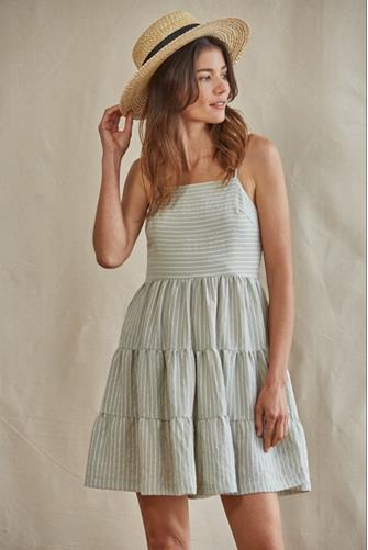 Stripe Linen Mini Cami Dress LIGHT PISTACHIO