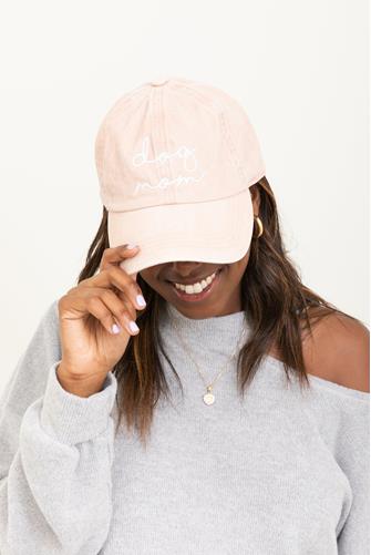 Cursive Dog Mom Hat DUSTY PINK