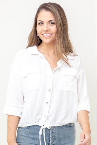 Villandry Cinched Waist Button Down IVORY
