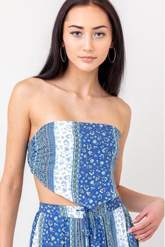 Yemaya Tie Back Bandana Top BLUE MULTI