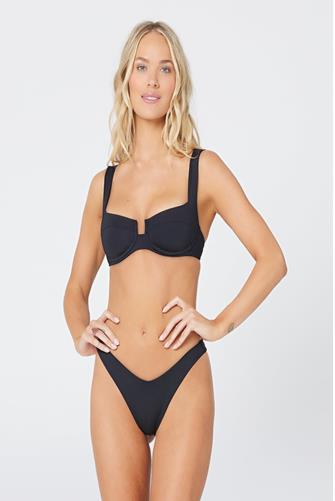 Black Camellia Bikini Top BLACK