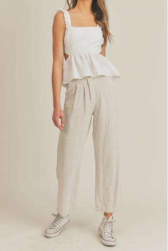 Sleeveless Ruffle Shoulder Top WHITE