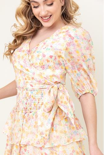 Elvire Floral Wrap Blouse MULTI