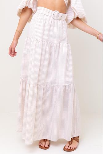 Lune Stripe Maxi Skirt Set WHITE