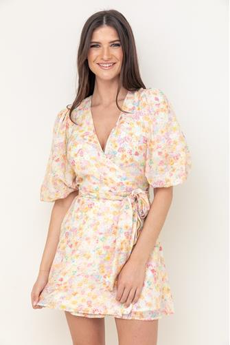 Elvire Wrap Floral Mini Dress MULTI