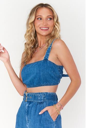 Alabama Denim Crop Top BERMUDA BLUE