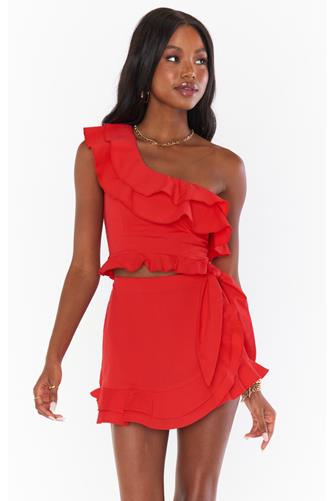 Leni Ruffle Top CHERRY POPLIN