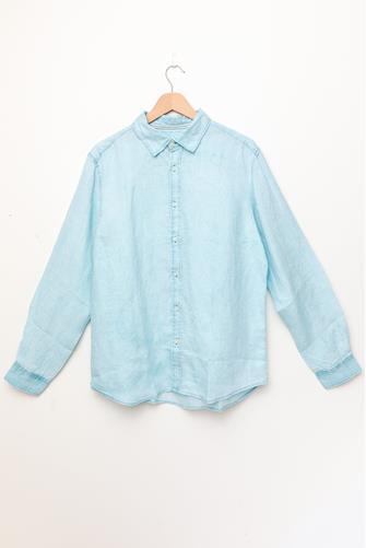 Long Sleeve Linen Shirt AQUA
