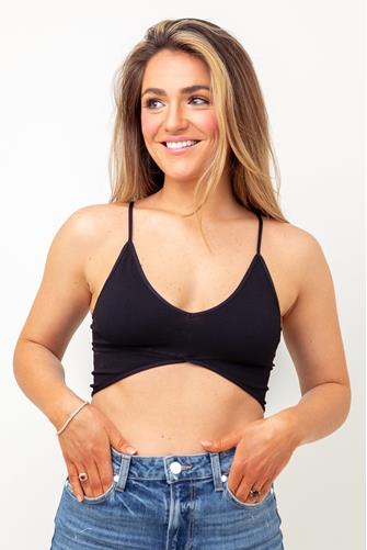 Ribbed Triangle Bra Top BLACK