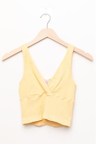 Ribbed Surplice Crop Top POPCORN