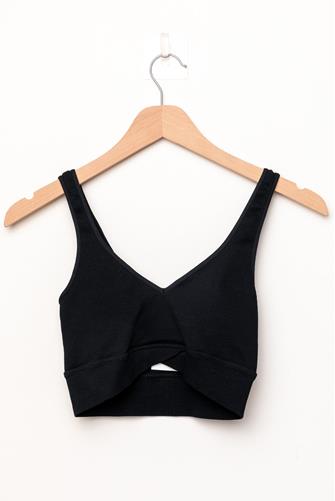Ribbed Crossover Bra Top BLACK