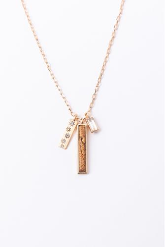 Jasper Stick and Pave Charm Necklace GOLD