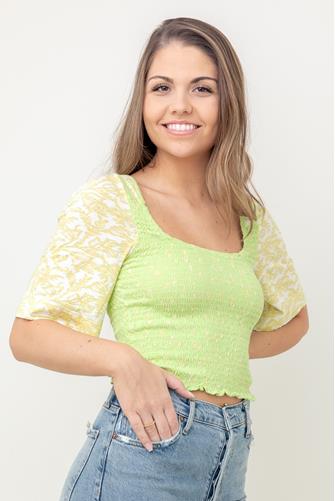 Marigold Smocked Top KEY LIME COMBO