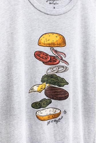 Burger Graphic Tee RAIN HEATHER